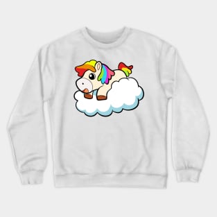 Happy Flying Rainbow Unicorn on Cloud Crewneck Sweatshirt